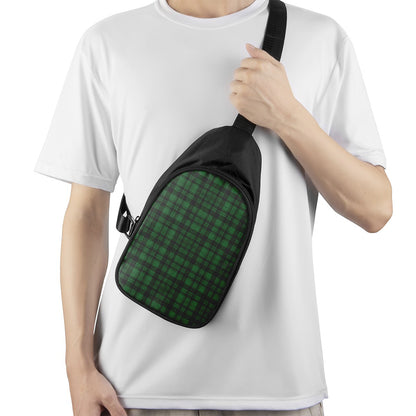 Green And Black Tartan Pattern Print Chest Bag