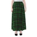 Green And Black Tartan Pattern Print Chiffon Maxi Skirt