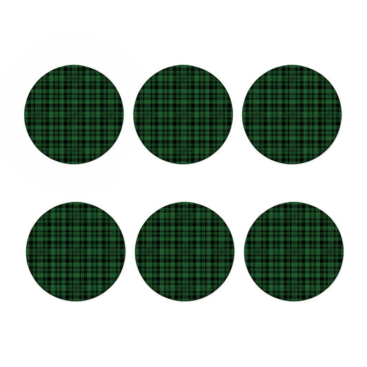 Green And Black Tartan Pattern Print Coaster Set