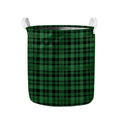 Green And Black Tartan Pattern Print Collapsible Laundry Basket