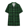 Green And Black Tartan Pattern Print Cotton Hawaiian Shirt