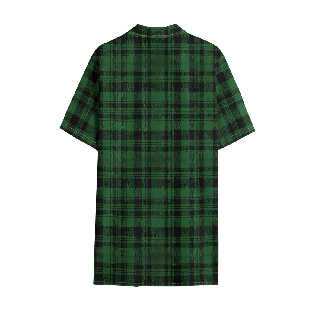 Green And Black Tartan Pattern Print Cotton Hawaiian Shirt