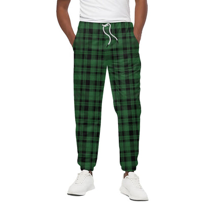 Green And Black Tartan Pattern Print Cotton Pants