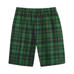 Green And Black Tartan Pattern Print Cotton Shorts
