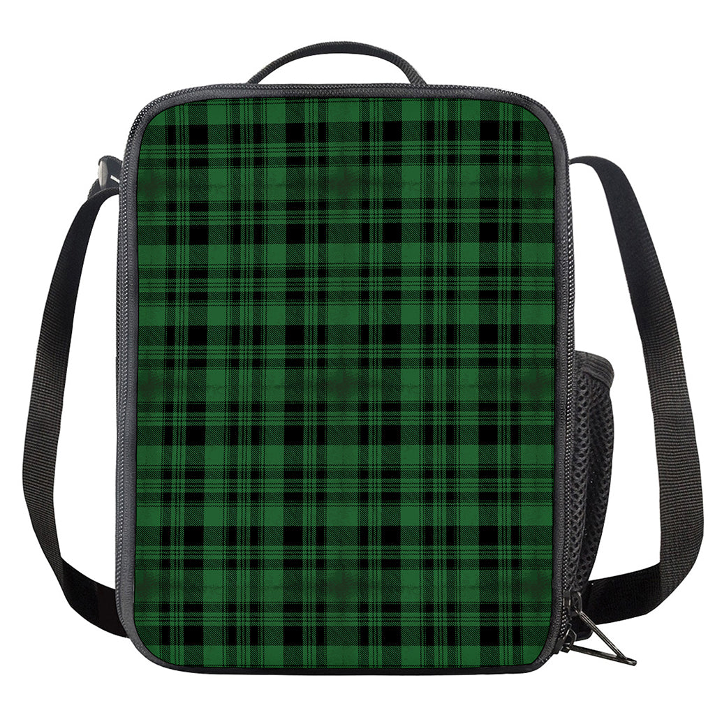 Green And Black Tartan Pattern Print Crossbody Lunch Bag