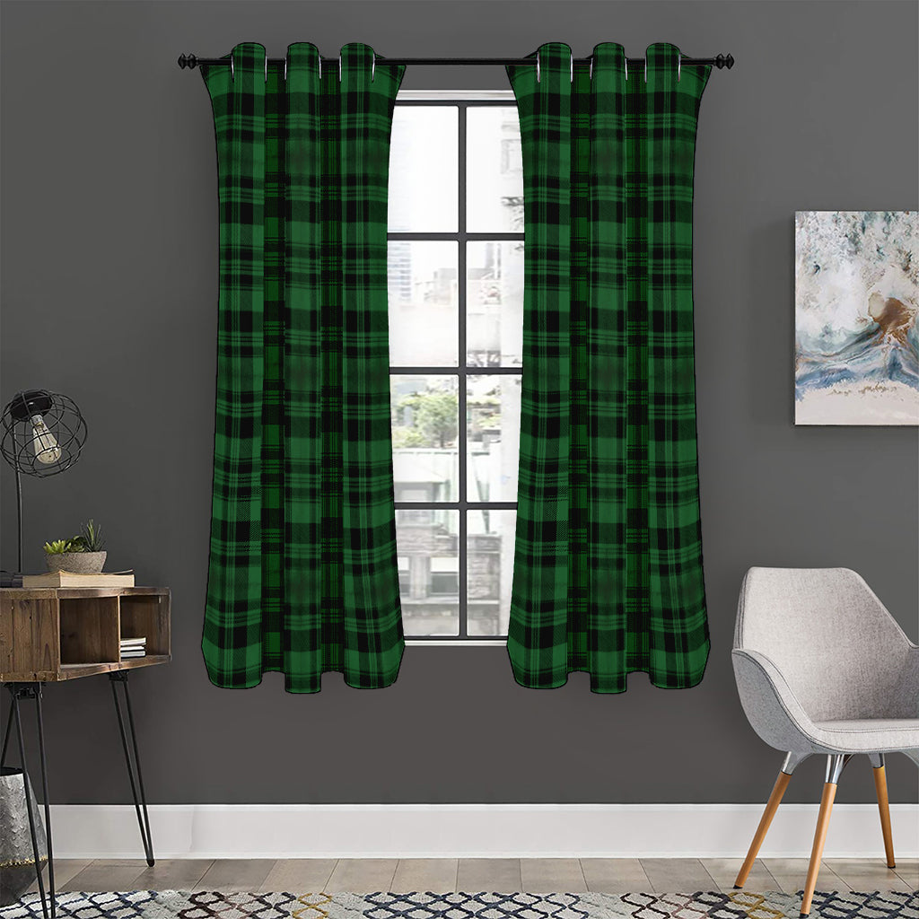 Green And Black Tartan Pattern Print Curtain
