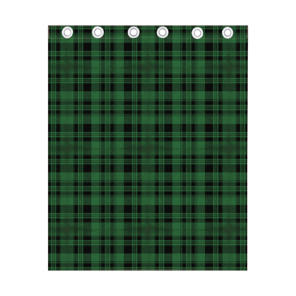 Green And Black Tartan Pattern Print Curtain