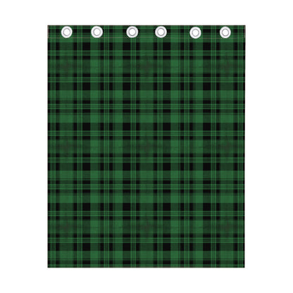 Green And Black Tartan Pattern Print Curtain