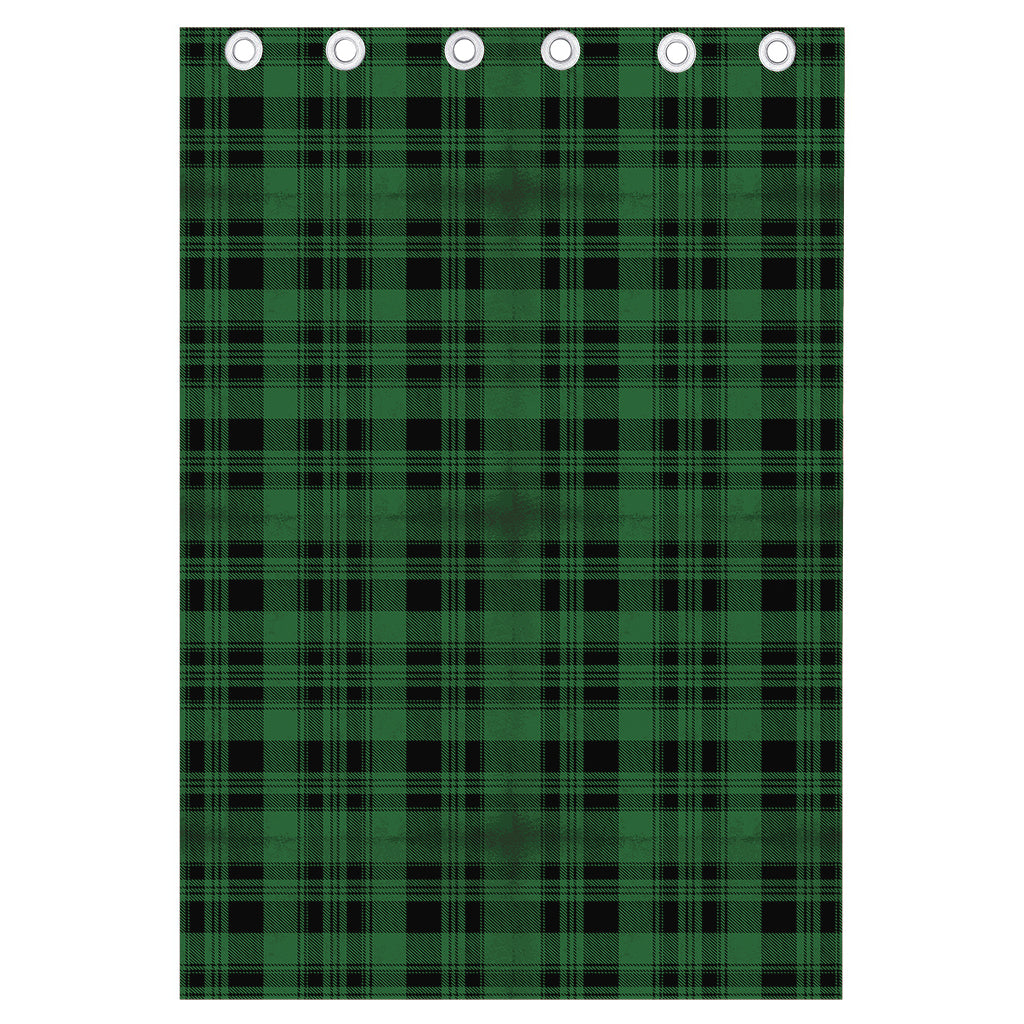 Green And Black Tartan Pattern Print Curtain