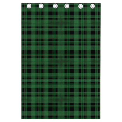 Green And Black Tartan Pattern Print Curtain
