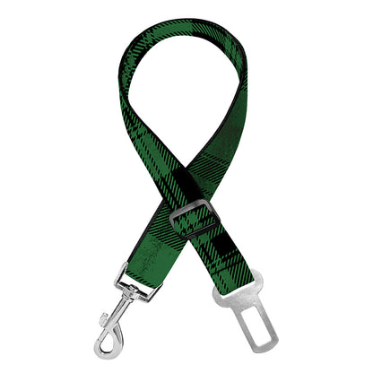 Green And Black Tartan Pattern Print Dog Seat Belt