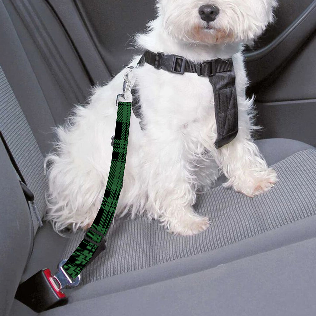 Green And Black Tartan Pattern Print Dog Seat Belt