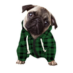 Green And Black Tartan Pattern Print Dog Zip Up Hoodie