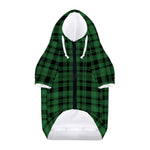 Green And Black Tartan Pattern Print Dog Zip Up Hoodie