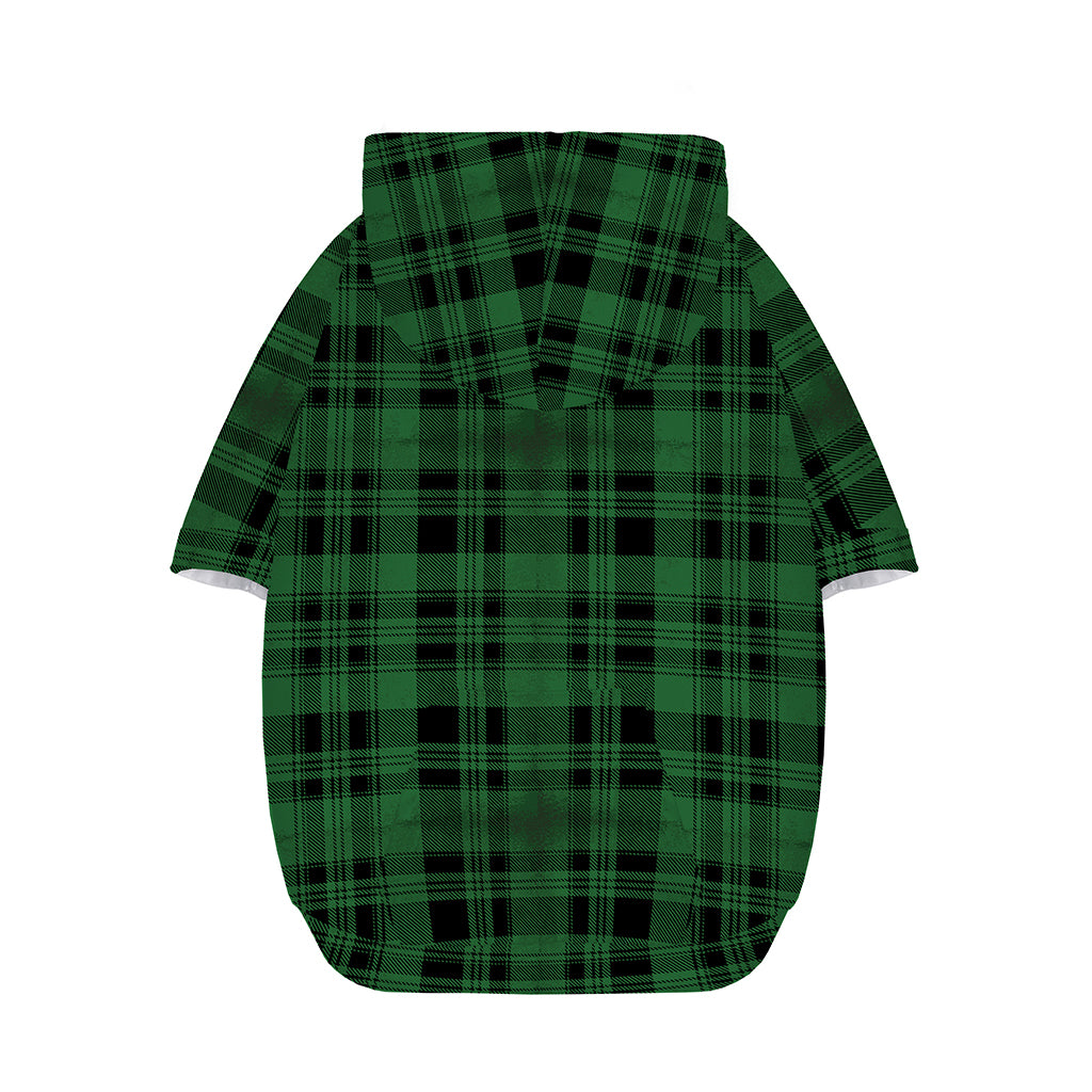 Green And Black Tartan Pattern Print Dog Zip Up Hoodie