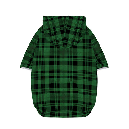 Green And Black Tartan Pattern Print Dog Zip Up Hoodie