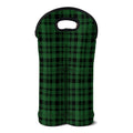Green And Black Tartan Pattern Print Double Neoprene Wine Tote