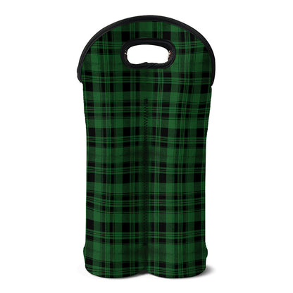 Green And Black Tartan Pattern Print Double Neoprene Wine Tote