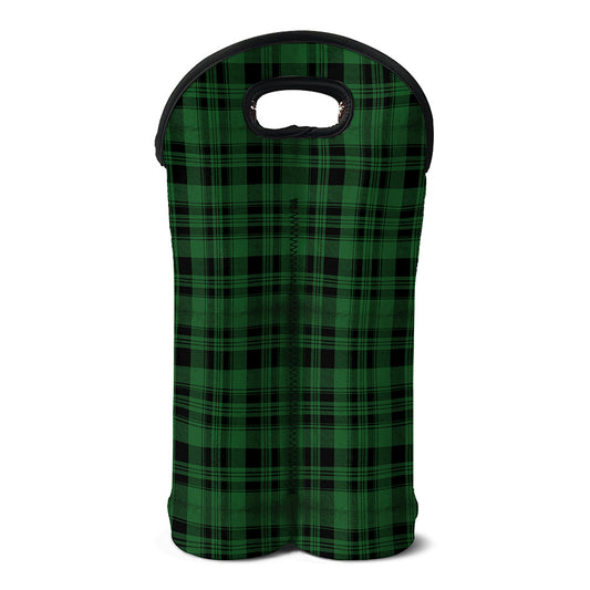 Green And Black Tartan Pattern Print Double Neoprene Wine Tote