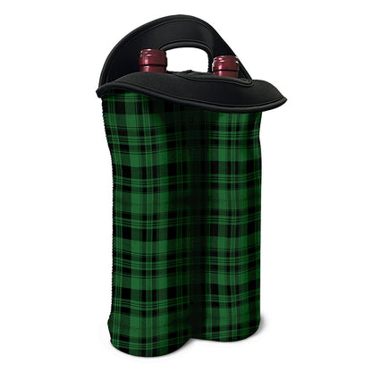 Green And Black Tartan Pattern Print Double Neoprene Wine Tote