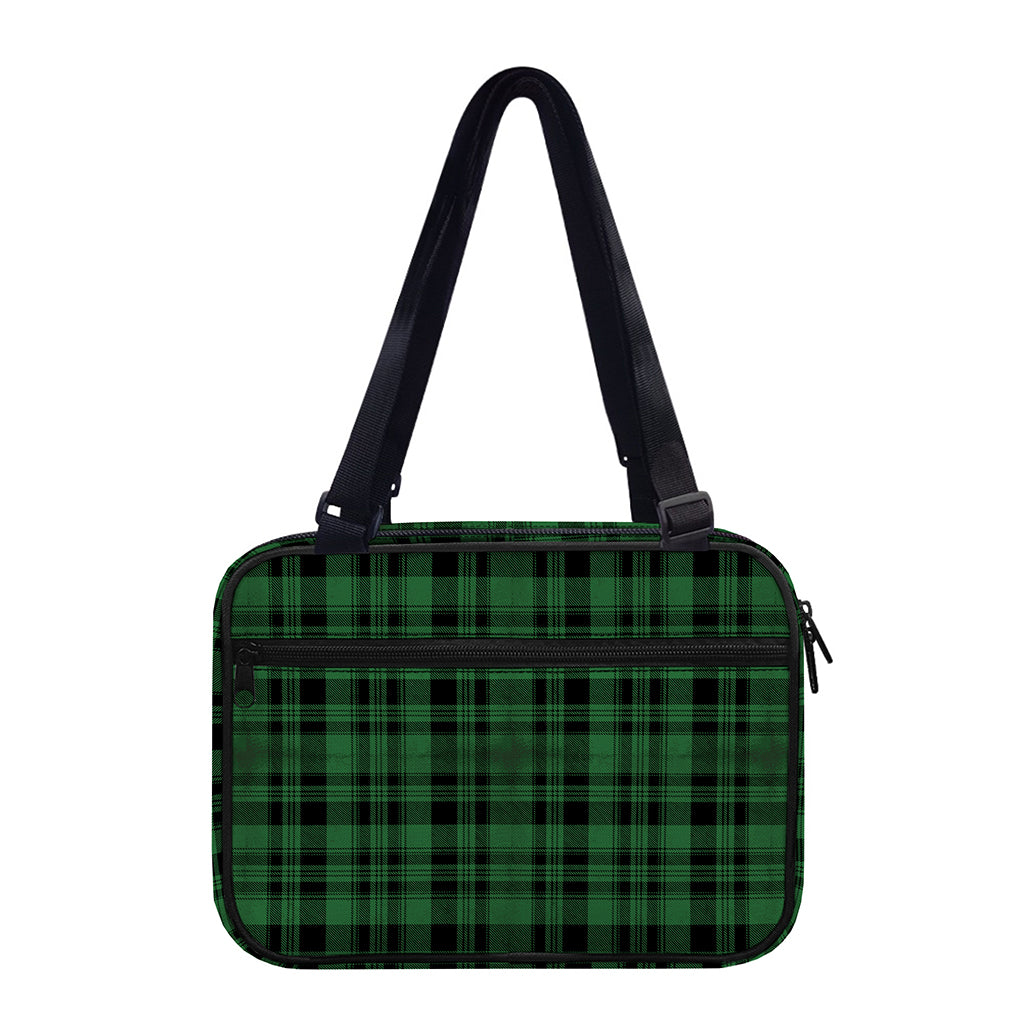 Green And Black Tartan Pattern Print Double Strap Bible Bag