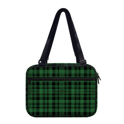 Green And Black Tartan Pattern Print Double Strap Bible Bag