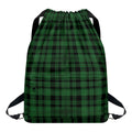 Green And Black Tartan Pattern Print Drawstring Backpack