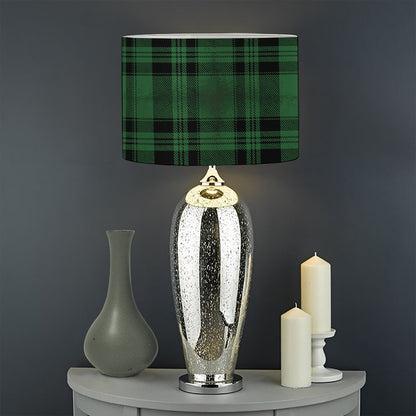 Green And Black Tartan Pattern Print Drum Lamp Shade
