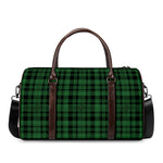 Green And Black Tartan Pattern Print Duffle Bag