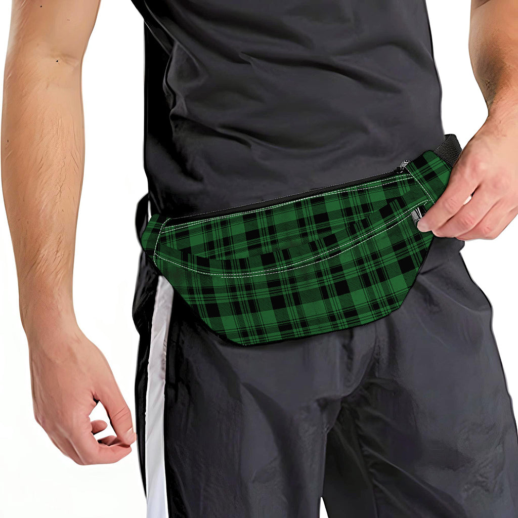 Green And Black Tartan Pattern Print Fanny Pack