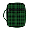 Green And Black Tartan Pattern Print Front Pocket Bible Bag