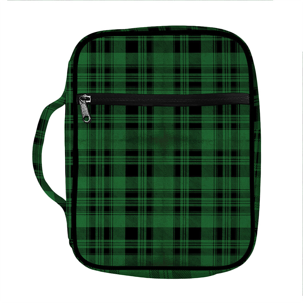 Green And Black Tartan Pattern Print Front Pocket Bible Bag