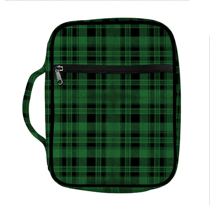 Green And Black Tartan Pattern Print Front Pocket Bible Bag