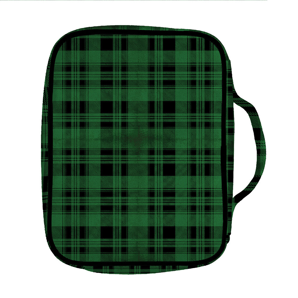 Green And Black Tartan Pattern Print Front Pocket Bible Bag