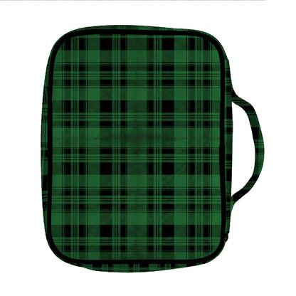 Green And Black Tartan Pattern Print Front Pocket Bible Bag
