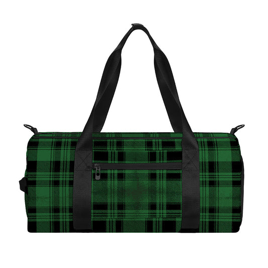 Green And Black Tartan Pattern Print Gym Bag