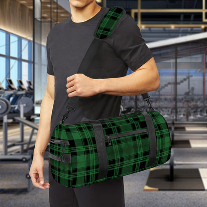 Green And Black Tartan Pattern Print Gym Bag