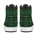 Green And Black Tartan Pattern Print High Top Leather Sneakers