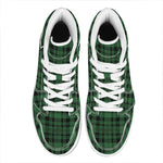 Green And Black Tartan Pattern Print High Top Leather Sneakers