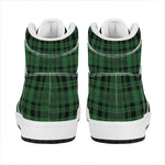 Green And Black Tartan Pattern Print High Top Leather Sneakers