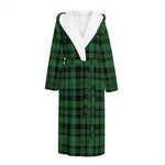 Green And Black Tartan Pattern Print Hooded Bathrobe