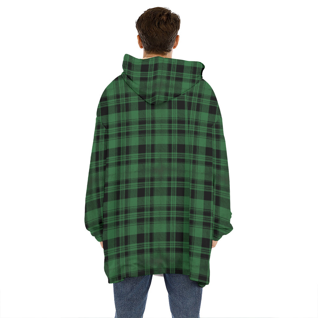 Green And Black Tartan Pattern Print Hoodie Blanket