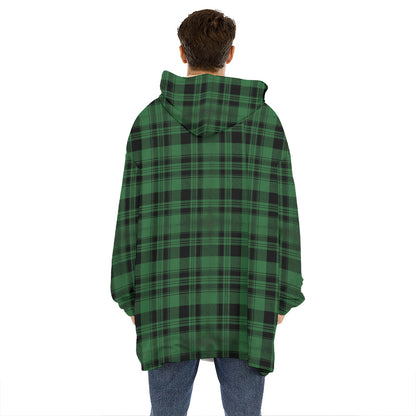 Green And Black Tartan Pattern Print Hoodie Blanket
