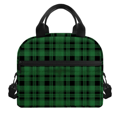 Green And Black Tartan Pattern Print Insulated Lunch Bag