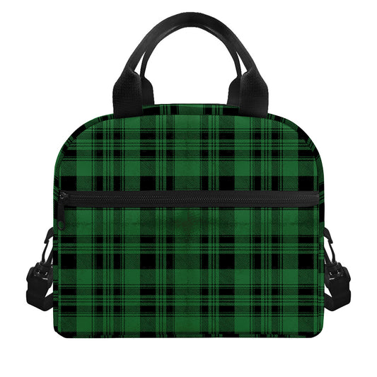 Green And Black Tartan Pattern Print Insulated Lunch Bag