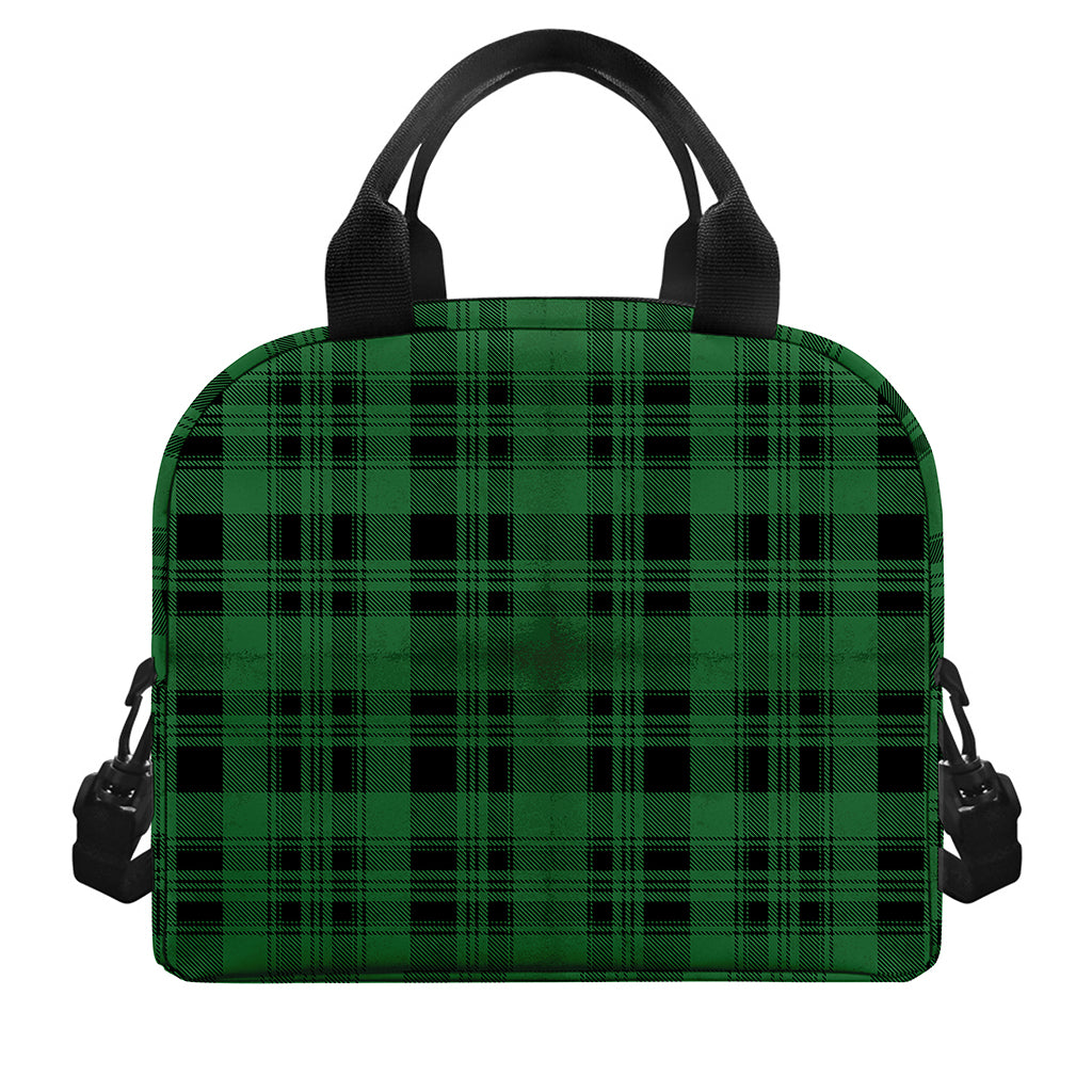 Green And Black Tartan Pattern Print Insulated Lunch Bag