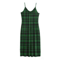 Green And Black Tartan Pattern Print Jersey Midi Cami Dress