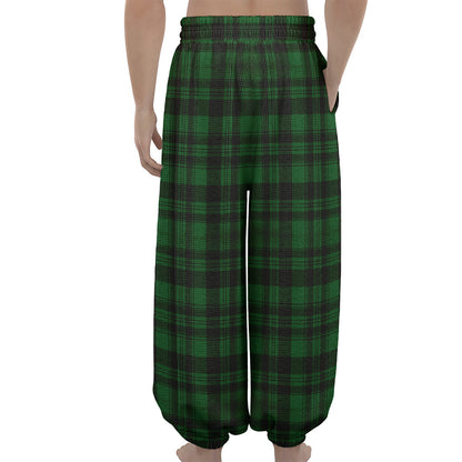 Green And Black Tartan Pattern Print Lantern Pants