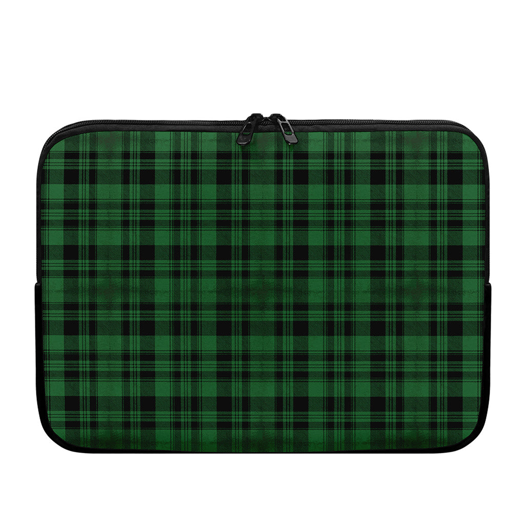 Green And Black Tartan Pattern Print Laptop Sleeve