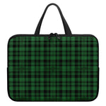 Green And Black Tartan Pattern Print Laptop Sleeve With Handle